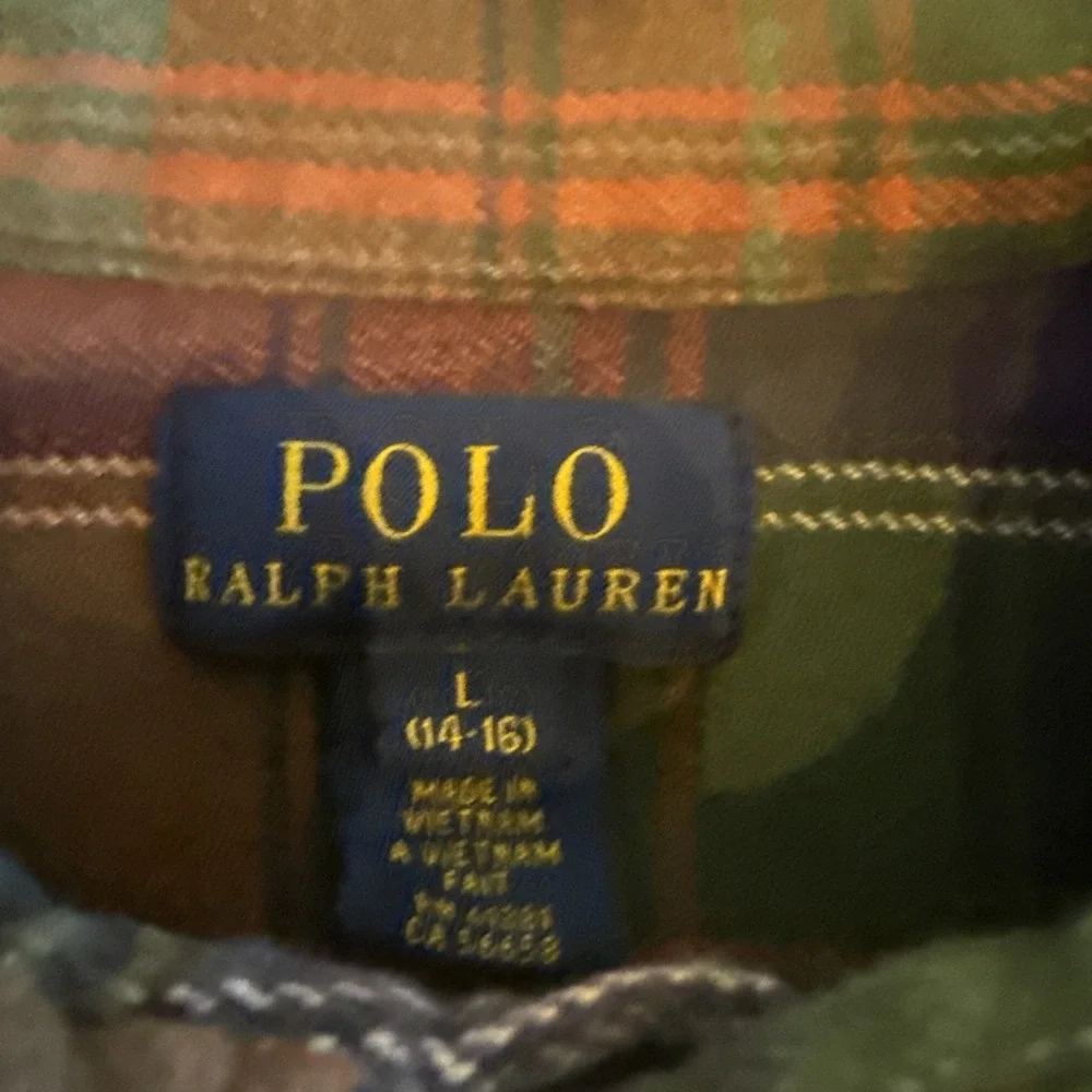 Vintage Polo Ralph Lauren Shirt Boys Large (14-16) Plaid Flannel Button Up Y2K